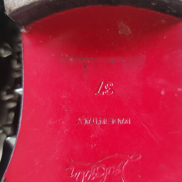 Christian Louboutin Studded Flat Boots Knee Black Shoes MENEBOOT IT 37 US 6.5-7 - Picture 12 of 14